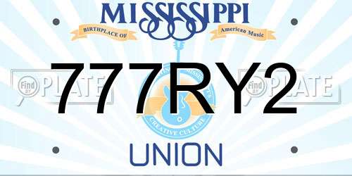 777RY2 Mississippi License Plate