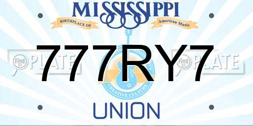 777RY7 Mississippi License Plate