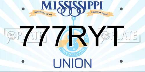 777RYT Mississippi License Plate