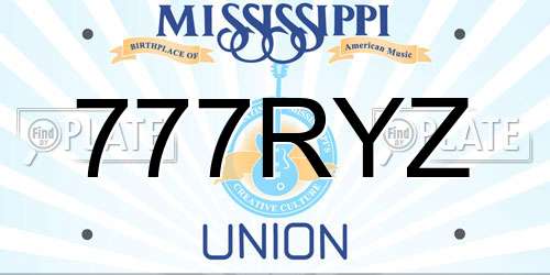 777RYZ Mississippi License Plate