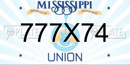 777X74 Mississippi License Plate