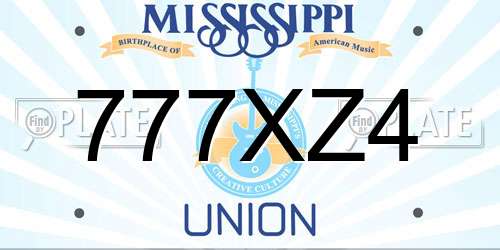 777XZ4 Mississippi License Plate