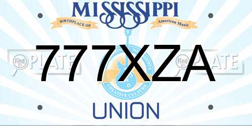 777XZA Mississippi License Plate