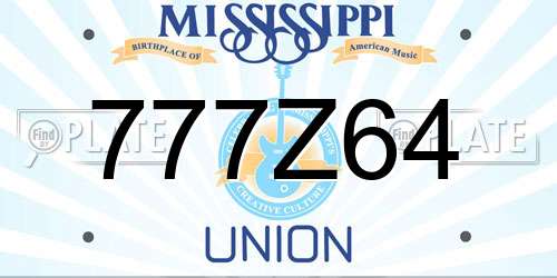777Z64 Mississippi License Plate