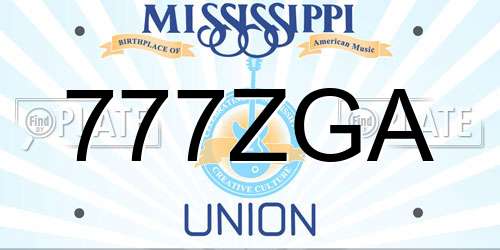 777ZGA Mississippi License Plate