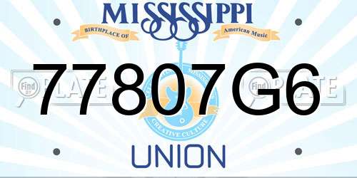 77807G6 Mississippi License Plate