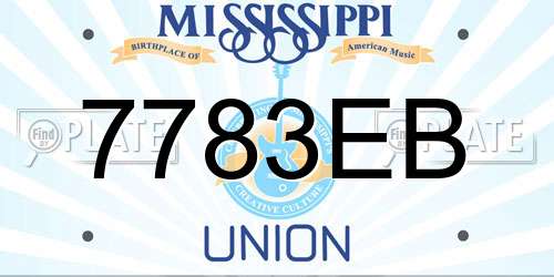7783EB Mississippi License Plate
