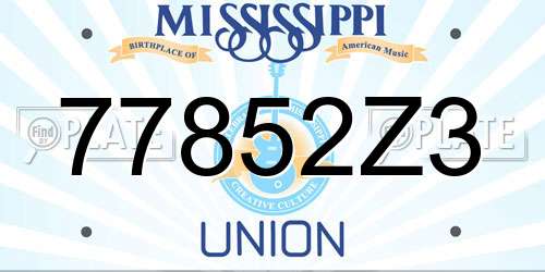 77852Z3 Mississippi License Plate