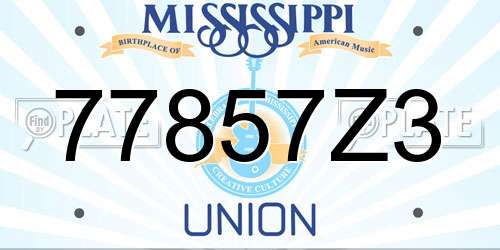 77857Z3 Mississippi License Plate