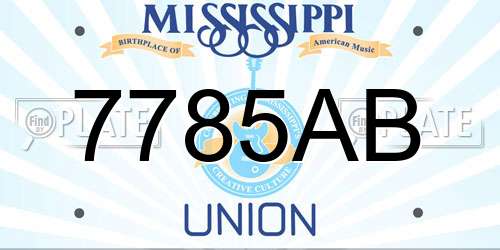 7785AB Mississippi License Plate