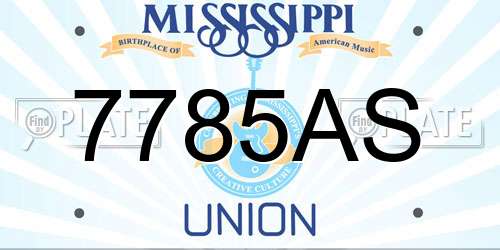 7785AS Mississippi License Plate