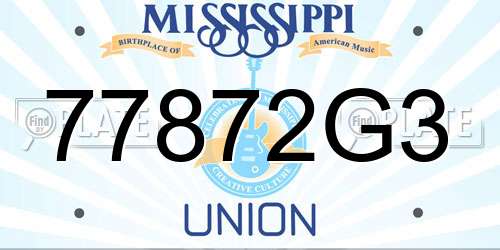 77872G3 Mississippi License Plate