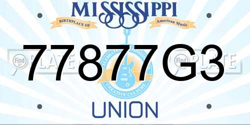 77877G3 Mississippi License Plate
