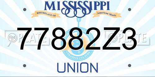 77882Z3 Mississippi License Plate