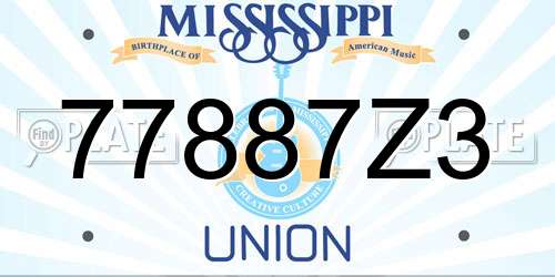 77887Z3 Mississippi License Plate