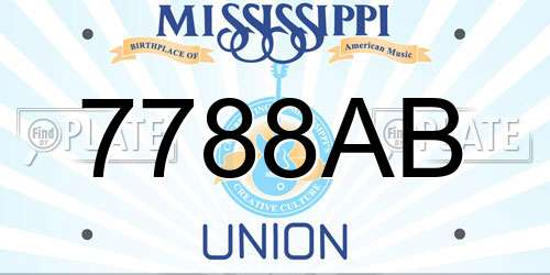 7788AB Mississippi License Plate