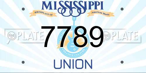 7789 Mississippi License Plate