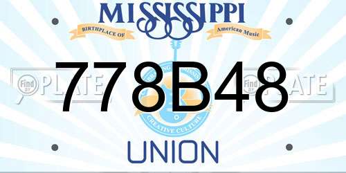 778B48 Mississippi License Plate