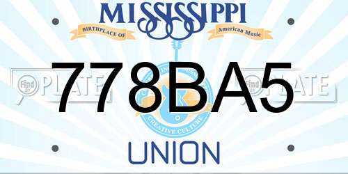778BA5 Mississippi License Plate