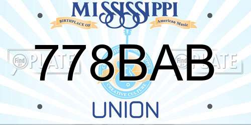 778BAB Mississippi License Plate