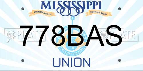 778BAS Mississippi License Plate