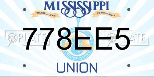 778EE5 Mississippi License Plate