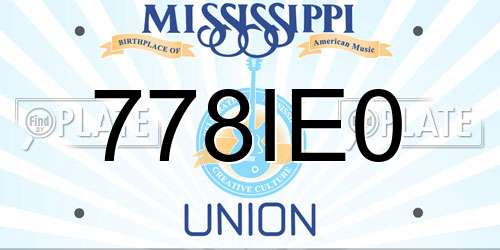 778IE0 Mississippi License Plate