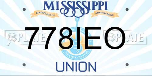 778IEO Mississippi License Plate