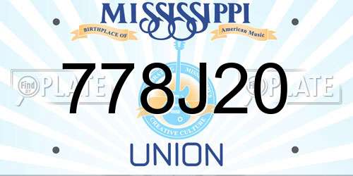778J20 Mississippi License Plate