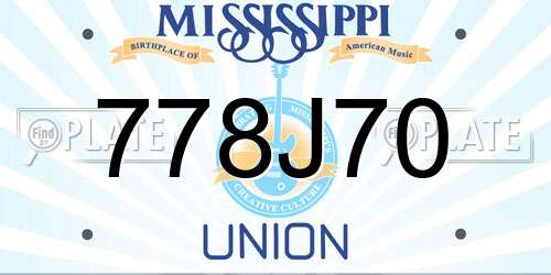 778J70 Mississippi License Plate