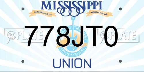 778JT0 Mississippi License Plate