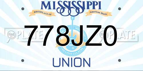 778JZ0 Mississippi License Plate