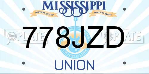 778JZD Mississippi License Plate