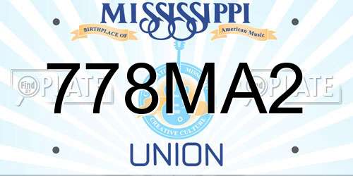 778MA2 Mississippi License Plate
