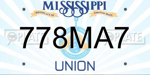 778MA7 Mississippi License Plate
