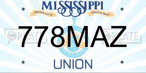 778MAZ Mississippi License Plate