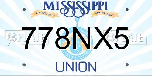 778NX5 Mississippi License Plate
