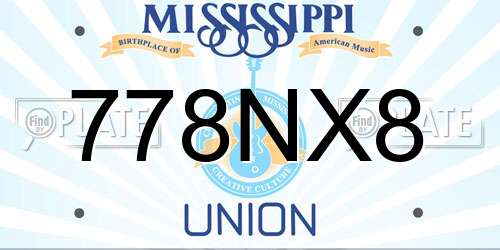 778NX8 Mississippi License Plate