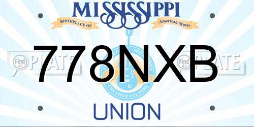 778NXB Mississippi License Plate