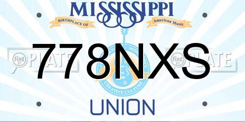 778NXS Mississippi License Plate