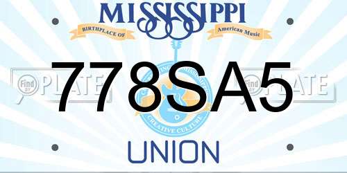 778SA5 Mississippi License Plate