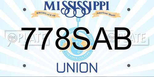 778SAB Mississippi License Plate