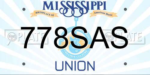 778SAS Mississippi License Plate