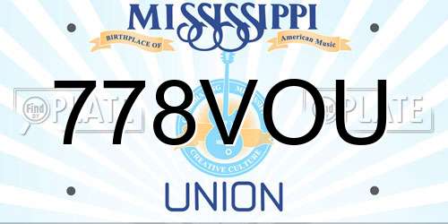778VOU Mississippi License Plate