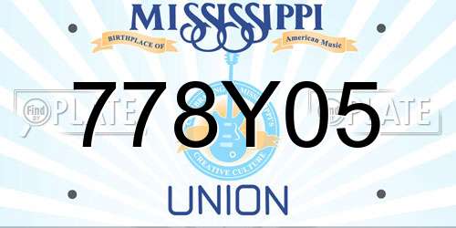 778Y05 Mississippi License Plate