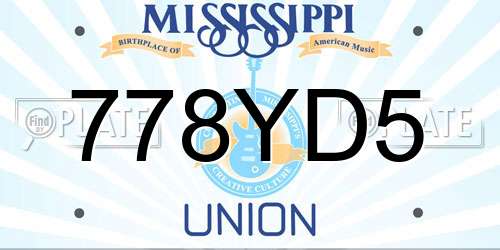 778YD5 Mississippi License Plate