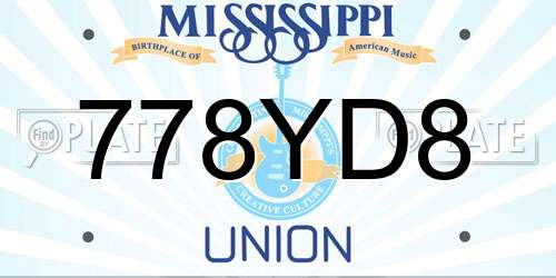 778YD8 Mississippi License Plate