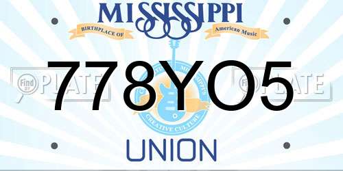 778YO5 Mississippi License Plate