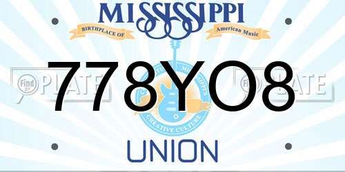 778YO8 Mississippi License Plate