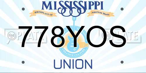 778YOS Mississippi License Plate